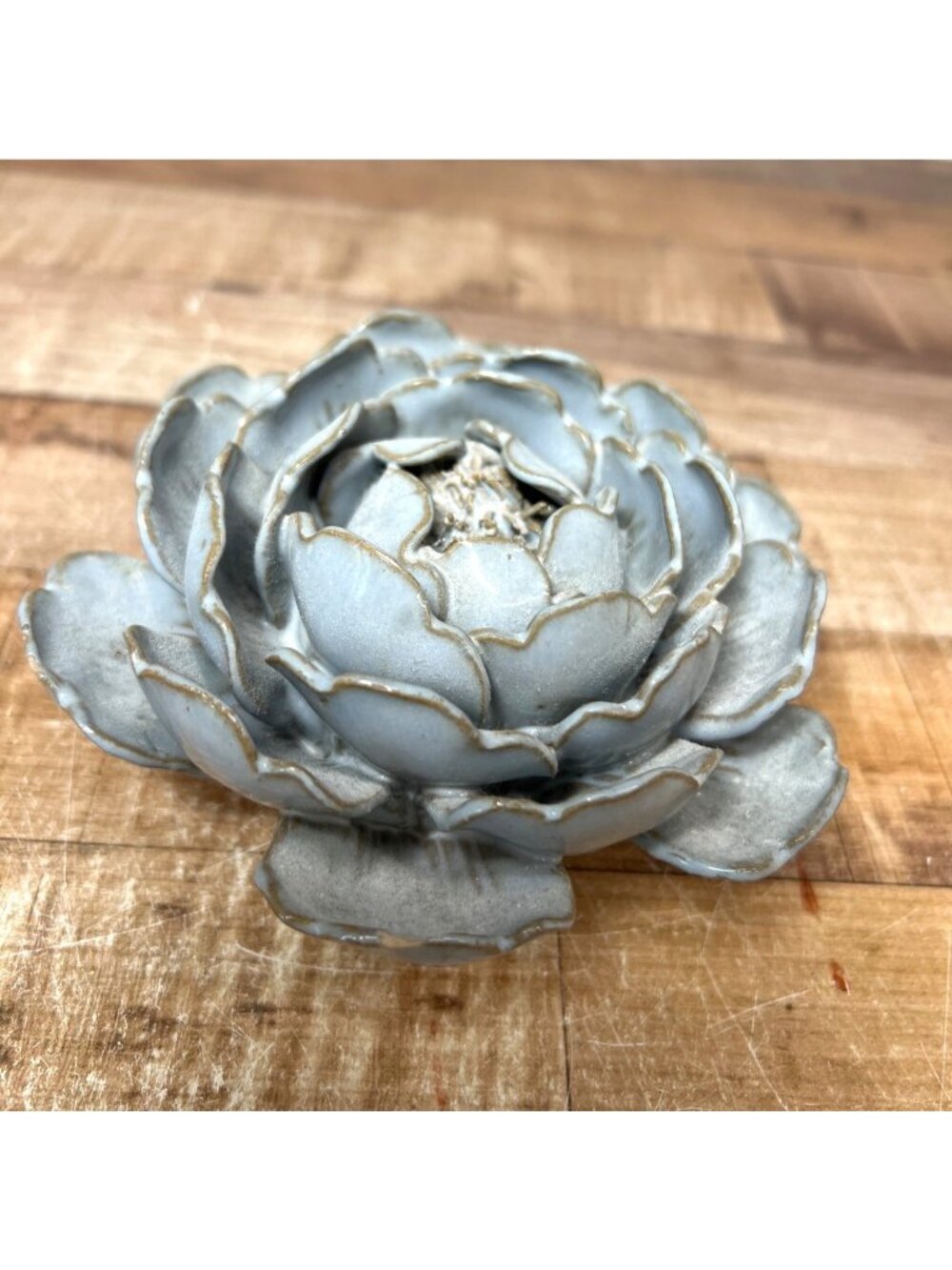Ceramic Blue Flower Design Home Decor Accent Piece 6 In